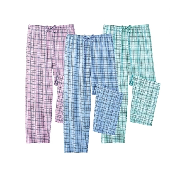 New In Package! Collections Ect Pastel Plaid Drawstring 3-Pack Pajama Pants XL - Picture 1 of 4